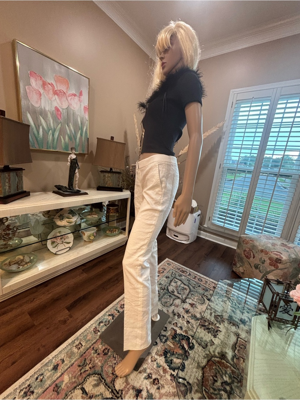 Betsey Johnson Black Feather-Trimmed Cropped Top - Picture 4 of 10